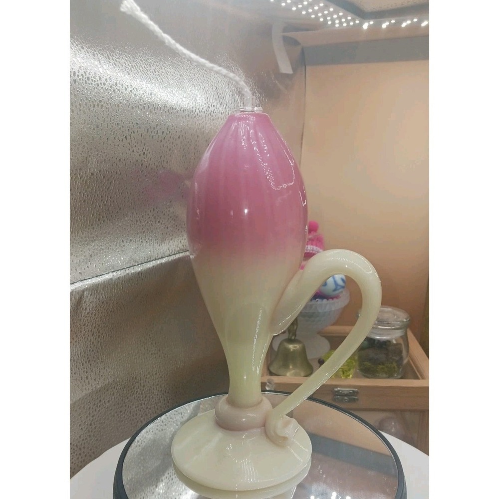 Vintage Pairpoint Burmese URANIUM Glass Whale Oil Lamp with wick